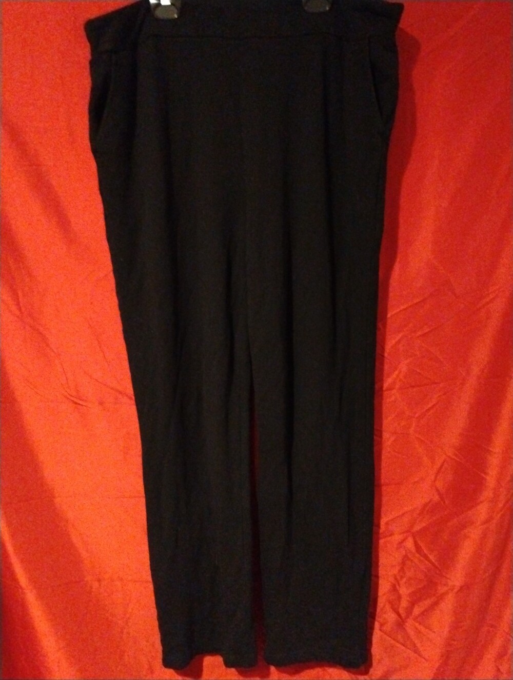 Dalia Black Modal Cotton Blend Pull On Pants Straight Leg - XL Stretch